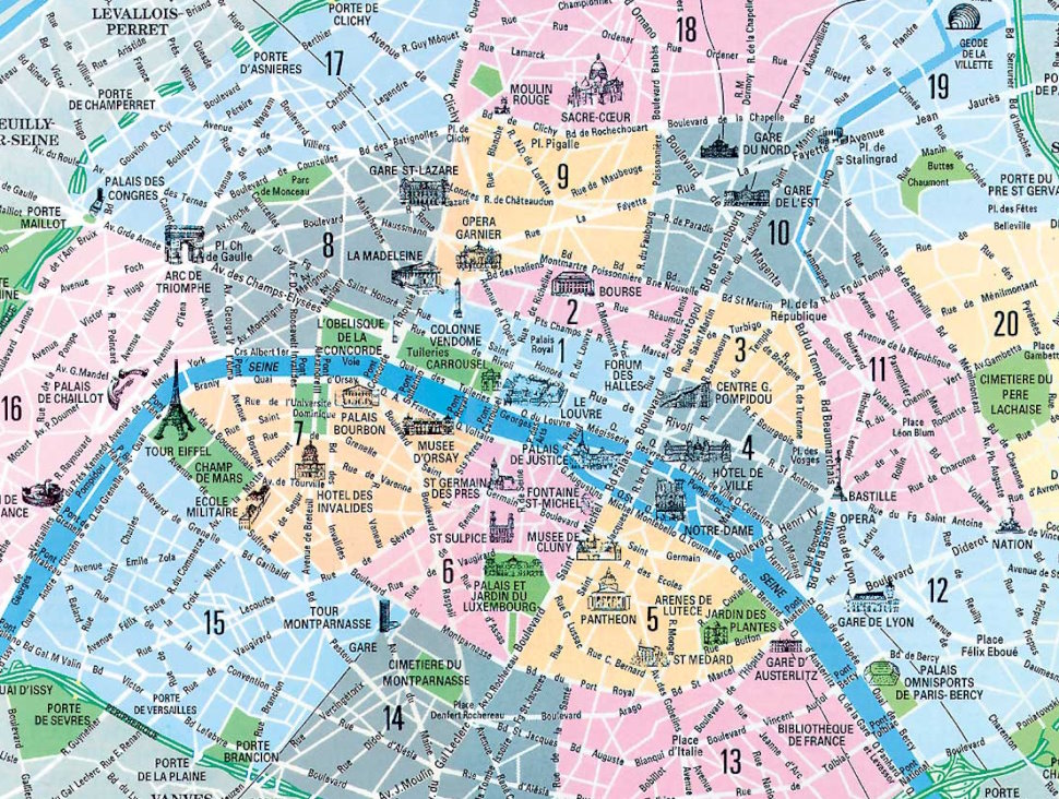 Paris arrondissement map