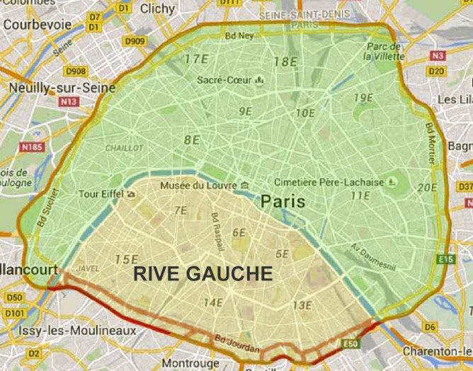 Paris Left Bank district map
