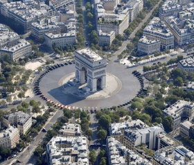 Champs-Elysées facts: Champs-Elysées aerial view