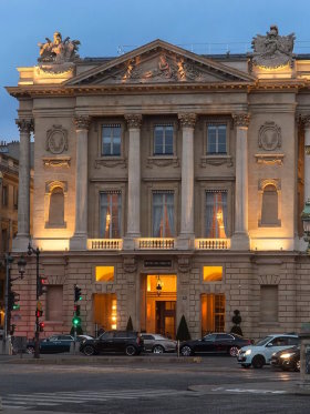 Hotel Crillon overlooks Place de la Concorde