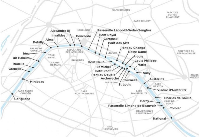 Seine River bridges in Paris