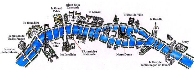 Map of Seine River in Paris