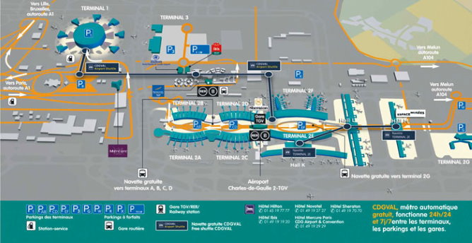 Charles de Gaulle Airport terminal map