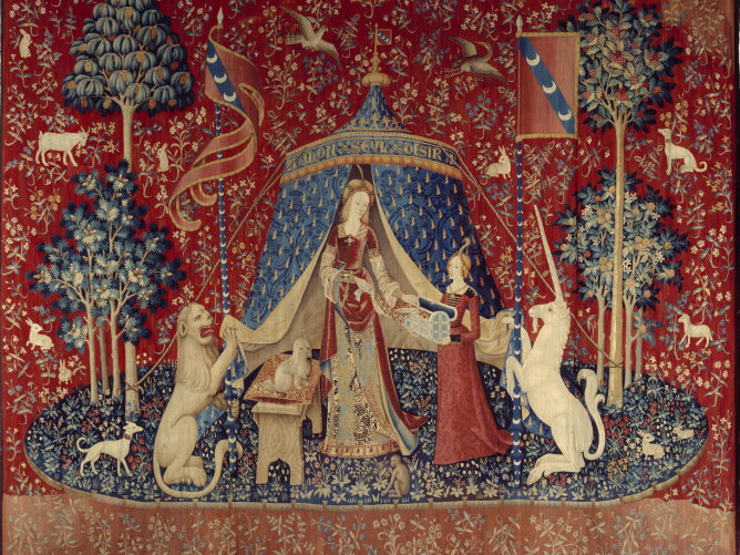 Lady with unicorn tapestry in Musée de Cluny