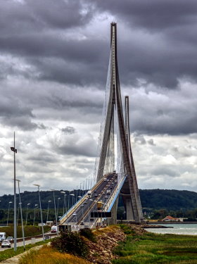 Pont de Normandy is the last bridge on the Seine river