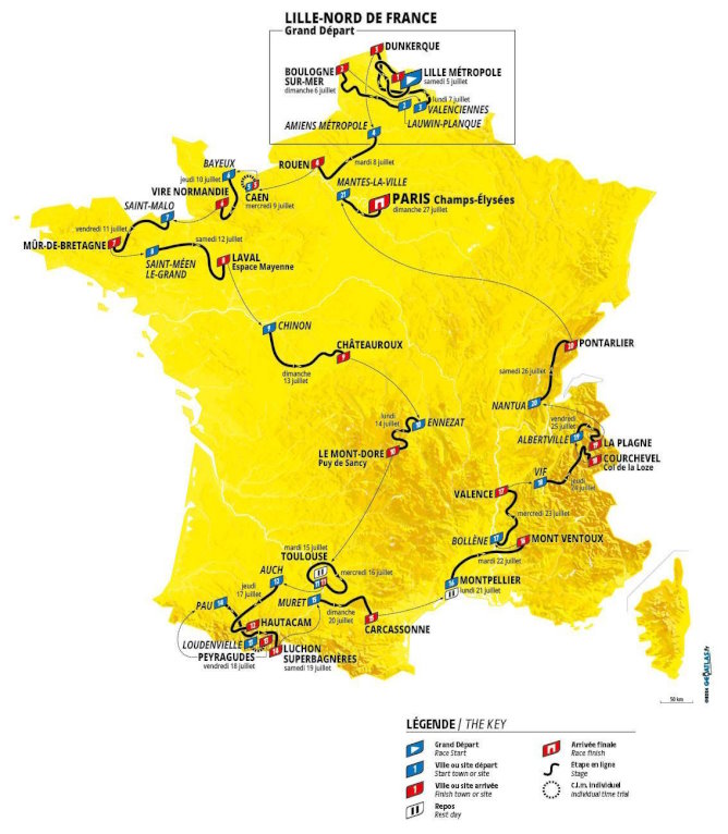 Tour de France 2025 map