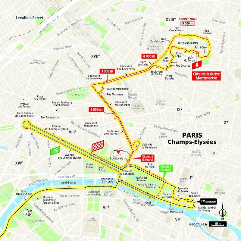 Tour de France 2025 Paris route map